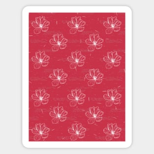 White flower in Red Pattern Sticker